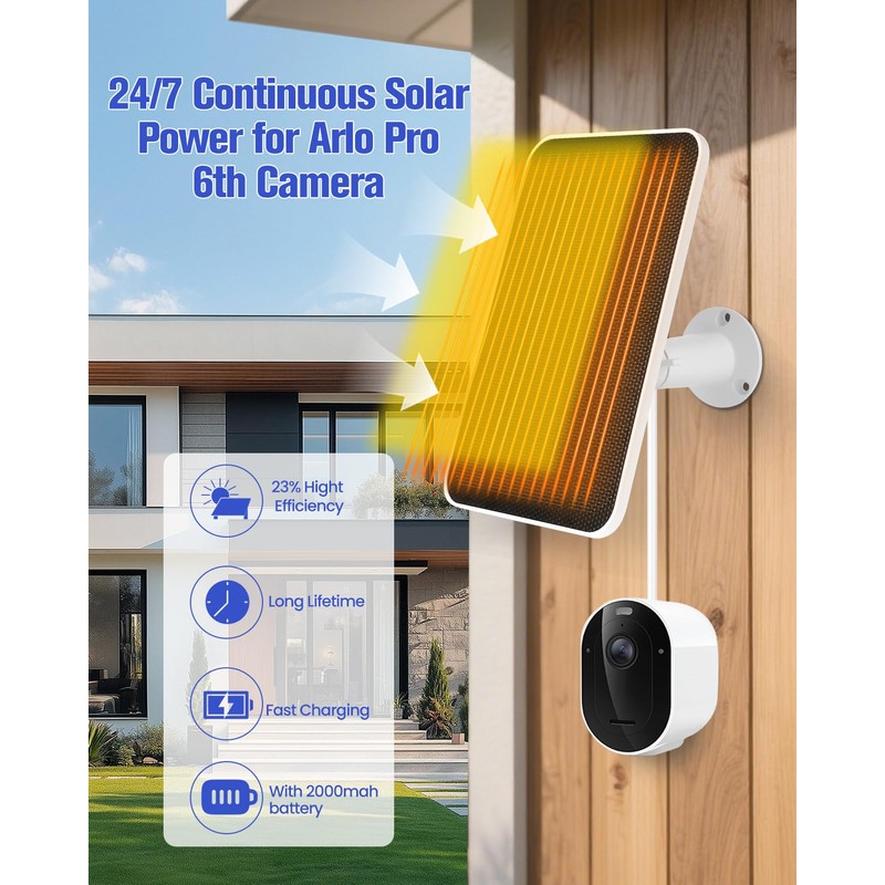 Solar Panel Charger Compatible with Arlo Pro 6/6 XL, Built-in