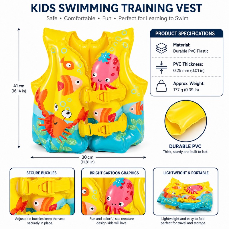 Inflatable Swim Training Vest for Kids – Lightweight PVC Buoyancy