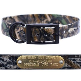 1″ Real Tree Camo D Ring Dog Collar with Custom Brass Name Plate (21")