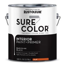 Rust-Oleum 380216 Black Sure Color Interior Paint + Primer, Flat, 1 Gal