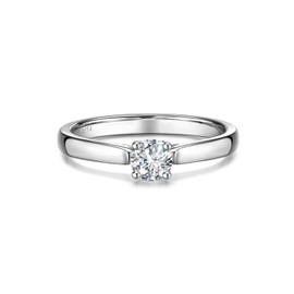 AGVANA 0.3 Carat Lab Grown Diamond 4 Prong Solitaire Ring in Sterling Silver Engagement Anniversary Wedding Ring for Women (D-E Color, VS Clarity), Ring Size: 5