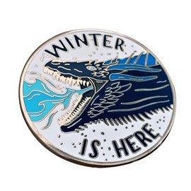 Winter is Here Thrones GOT Viserion Ice Dragon Blue Fire Wall Fantasy TV Show 1.25" Enamel Pin Badge
