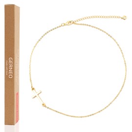 GERNEO® Athens - Luxury Cross Heart Pendant Necklace for Women - 18K Gold Plated - Elegant Jewellery, Gold