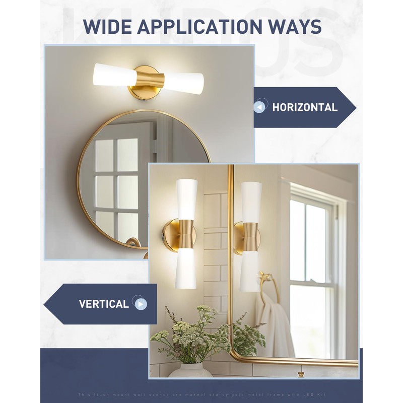 kudos Wall Sconces 16inches Gold Vanity Light Fixtures, Modern Sconces