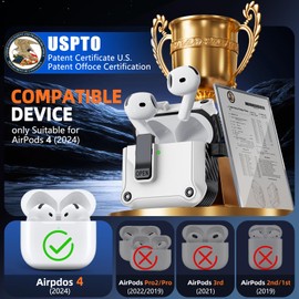 Inesore Compatible with AirPods 4th Generation Case,with Cleaner kit,Automatic Snap Switch Secure for New Airpods 4 Charging Cover (2024)