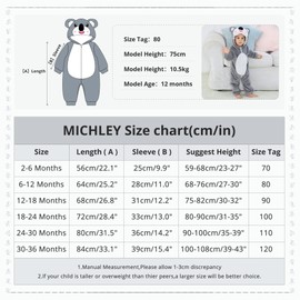 MICHLEY Unisex Baby Hooded Romper Winter Flannel Jumpsuit for 2-6months, Cartoon Cosplay Costume, Koala
