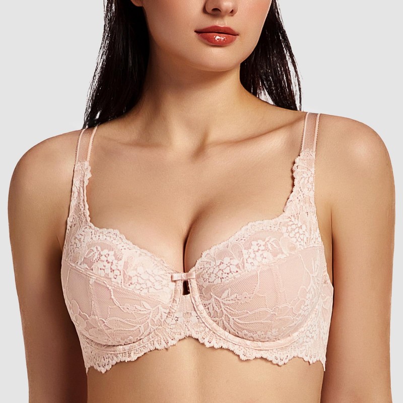 MELENECA Women's Plus Size Minimizer Bras Full Coverage Lace Unlined