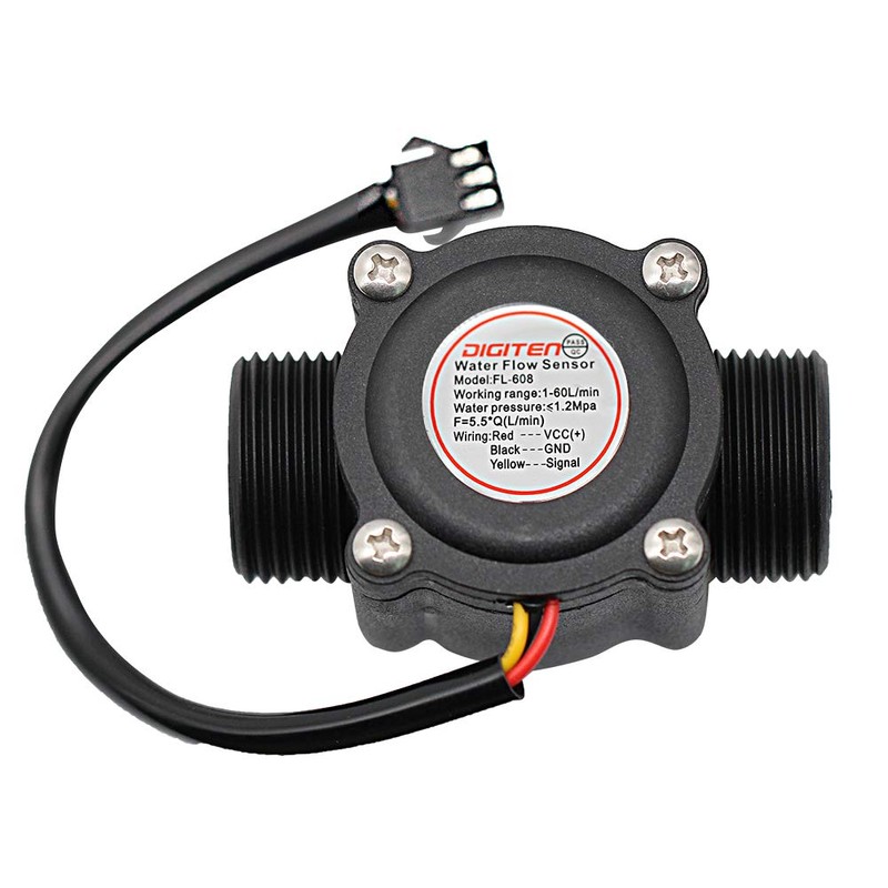 DIGITEN Water Flow Control LCD Display Controller+G3/4" Hall Sensor Flow