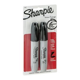 Sharpie Chisel Tip Permanent Markers, Black Ink, Pack of 2