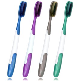 CMHX Extra Soft Flossing Toothbrush Manual Soft Toothbrush for Adults, Ultra CleanToothbrush, Good for Sensitive Teeth and Gums Long Large Head Whitening Teeth (Mix Color 4 Pcs)