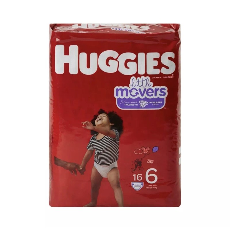 Huggies Little Movers Baby Diaper Size 6 Over 35lbs, Bag