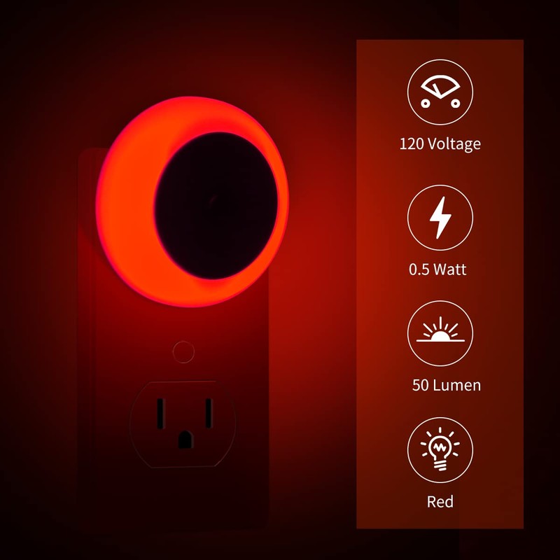 KINUR 6 Pack Red LED Plug into Wall with Dusk