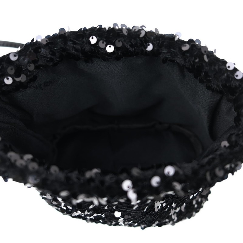 NAMEOF Women's Sequins Drawstring Bag, Mini Handbag, Shoulder Bag, Occasion