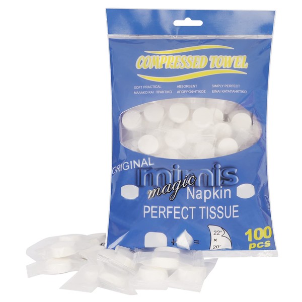 Skycase Pack of 100 Compressed Towels, Disposable Portable Face Towels,