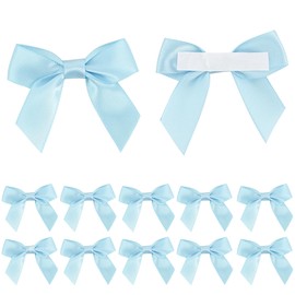 AIMUDI Baby Blue Satin Ribbon Bows 2" Self Adhesive Satin Bows for Gift Wrapping Premade Ribbon Bows with Double-Sided Tape for Making Crafts Baby Shower Birthday Party Wedding Decorations, 50 PCs