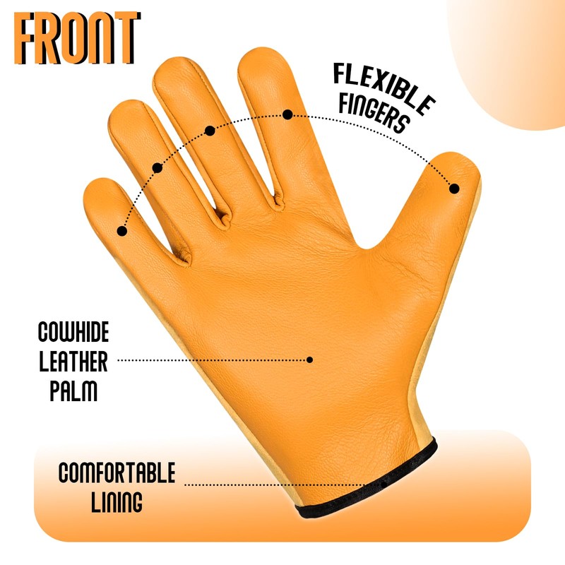 SAWANS Leather Working Gardening Gloves for Men Women Thorn Proof