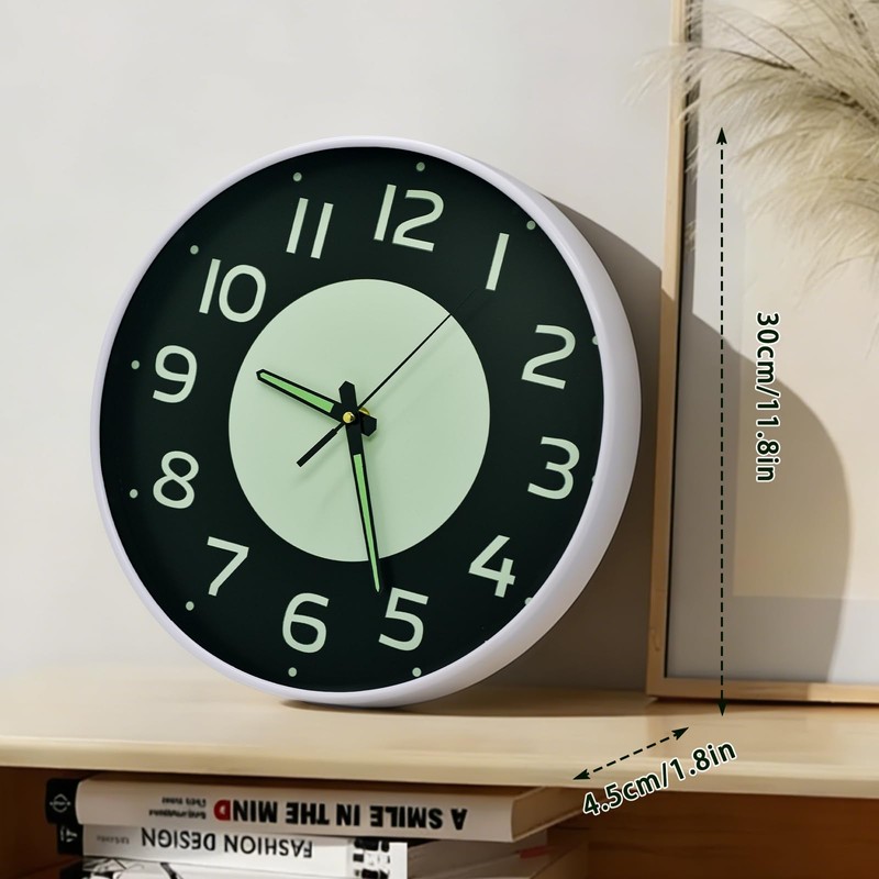 Oxmidud 12 Inch Glow in the Dark Wall Clock,Battery Operated