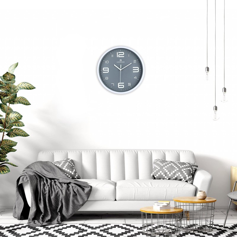 Lafocuse 3D Large Numbers Grey Wall Clock Silent Modern Wall