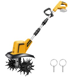 DEVONIC Cordless Electric Garden Tiller,330RPM Electric Garden Tiller, 8 in Tilling Width and 6 in Depth Garden Rototiller for Lawn/Gardening/Soil Cultivation (Without Battery)