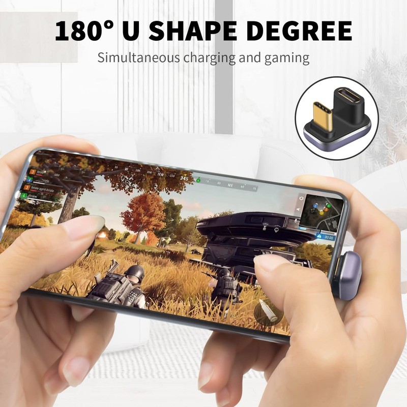 Poyiccot 180 Degree USB C Adapter 240W, 2-Pack U Shape