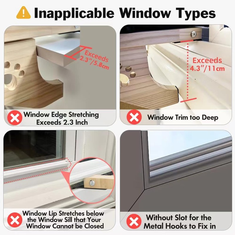 AMOSIJOY Cat Sill Window Perch Sturdy Cat Hammock Window Seat