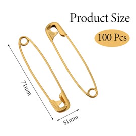 100 Pcs Safety Pins, 0.75Inch/19mm Safety Pins for Clothes, Gold Small safety Pin, Mini Nickel Plated Stainless Steel Small safety Pin, for Art Crafting,Sewing,Jewelry Making.(Gold)