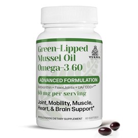 TURNER Omega-3 New Zealand Green Lipped Mussel Oil, 53x Higher Potency with UAF1000+ Super Antioxidant for Superior Joint Comfort & Mobility, No Fishy Aftertaste, 1 Bottle, 60 Softgels