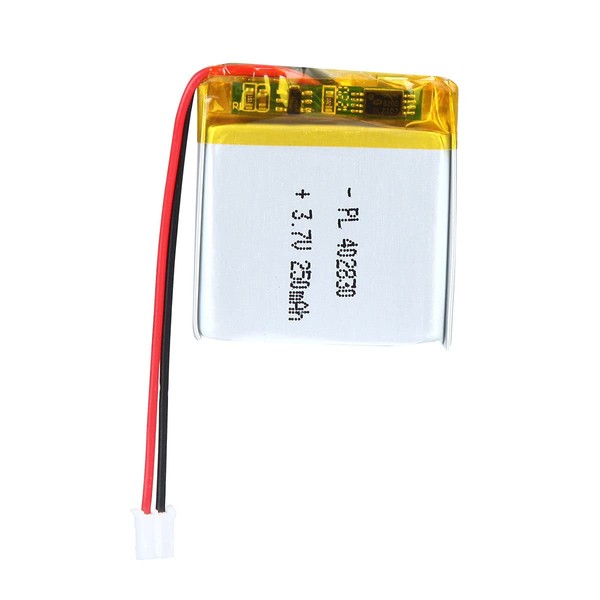 AKZYTUE 3.7V 250mAh 402830 Lipo Battery Rechargeable Lithium Polymer ion Battery Pack with PH2.0mm JST Connector