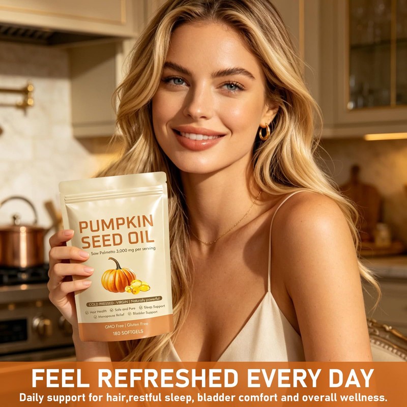 Pumpkin Seed Oil with Saw Palmetto,Daily Wellness Support, 180 Softgels