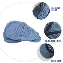 Panchitalk - Gorra de periódicos clásico octogonal para conducir taxista al aire última intervensión retro sombrero plano para hombres, Azul, Talla única