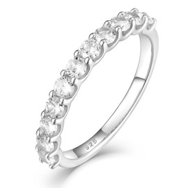 YL Stackable Ring 925 Sterling Silver Eternity Band for Women 2.5mm Cubic Zirconia Wedding Band Anniversary Rings-size10