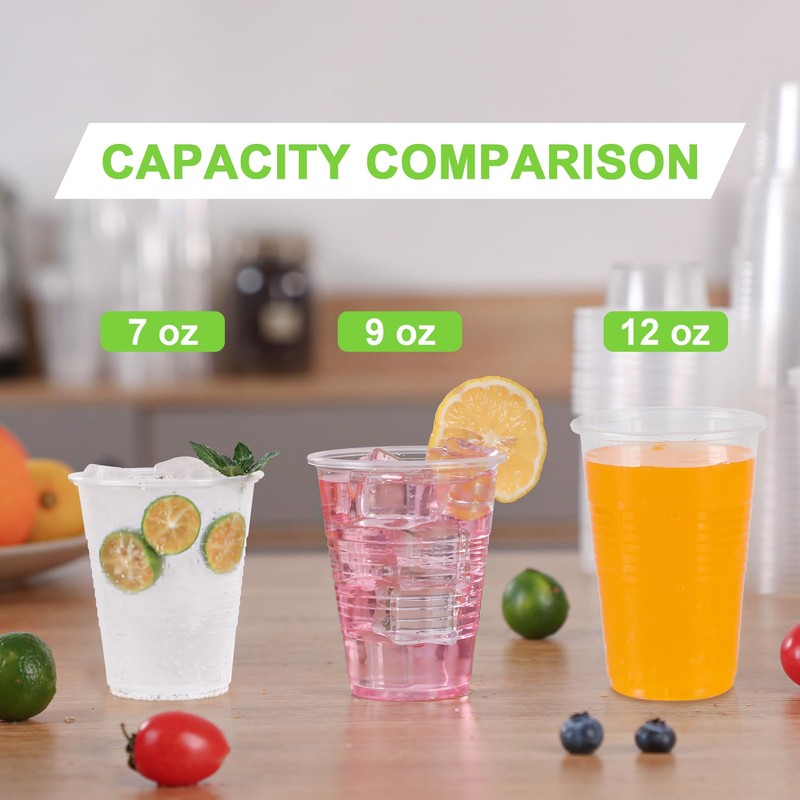 Lamosi 9oz Clear Plastic Cups, Disposable Plastic Cups for Party,