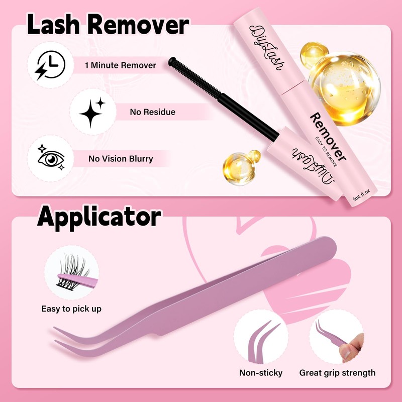 Lash Clusters Kit with 144 Pcs Individual Lashes Cluster Lashes