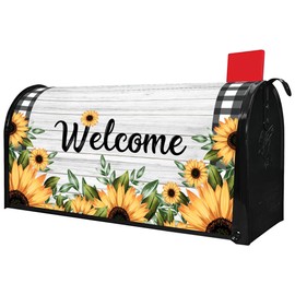 Sunflower Mailbox Covers Magnetic Standard Size 21" X 18" Spring Summer Floral Welcome Mailbox Wraps Post Letter Box Cover for Garden Yard Home Decor Outdoor Decorations