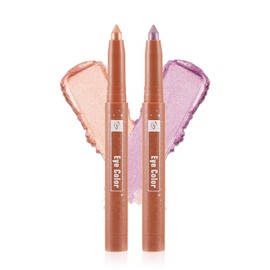 KGAJSGH Cream Eyeshadow Stick, Matte & Shimmer Eye Shadow Pencils, Smooth Eye Definer & Highlighter, Crease-Proof Eye Brightener, 2-Pack, Blendable