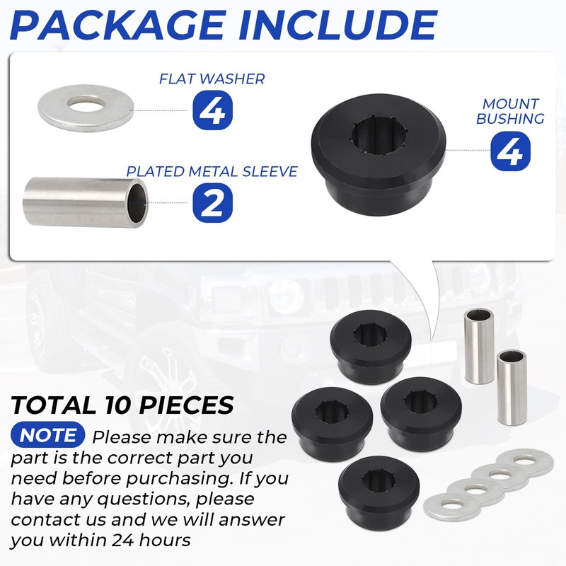 AUTOVIC Polyurethane Front Differential Side Mount Bushings Set Kit for