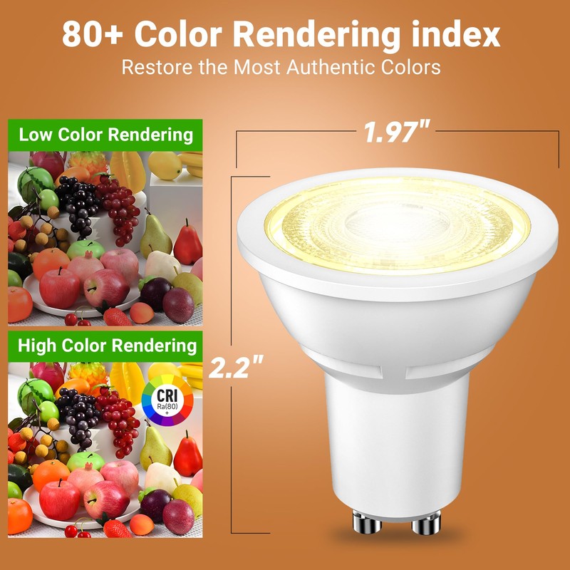 TJOY LED GU10 Light Bulbs 12 Pack, 2700K Warm White