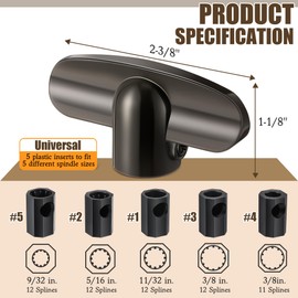 Avenuebool 4 Pack Universal Tee Crank Casement Window Handles, Low Profile Design Prevents Interference with Window Coverings, Crank Replacement Handles, 1-1/8" x 2-3/8 (Satin Bronze)