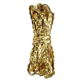 Rebower Flat Braided Leather Cord 7mm Braided Cording 5m Gold Leather Craft Strip for Jewelry Making, Necklaces, Bracelets, Belt, 16.4ft