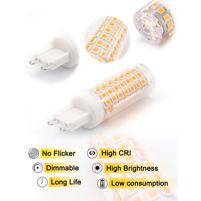Ziomitus No Flicker G9 Led Bulbs Dimmable 6W Soft Warm