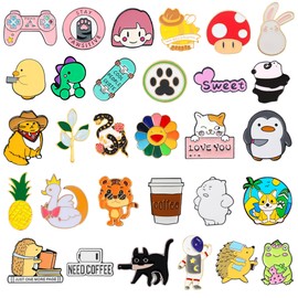 Japior - 20 30 60 100 pines esmaltados a granel, broches de botón, estéticos, divertidos, dibujos animados, plantas, esmalte para mochilas, bolsas, sombrero, Sin gemas.
