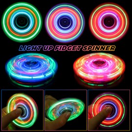 Gigilli 12 Packs Fidget Spinners for Kids Adults, Light up Party Favors for Kids 4-8-12 Goodie Bags Stuffers, ADHD Sensory Fidget Toys Bulk Glow in The Dark Party Supplies Fidgets for Classroom Prizes