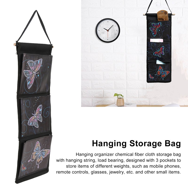 Wall Hanging Storage Bag DIY Diamond Printed Butterflies Storage Bag