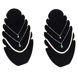 2 PCS Velvet Necklace Display Stand,Necklace Holder Shop Display Jewelry Organizer Holder Hanging Necklaces Jewelry Display (Black)