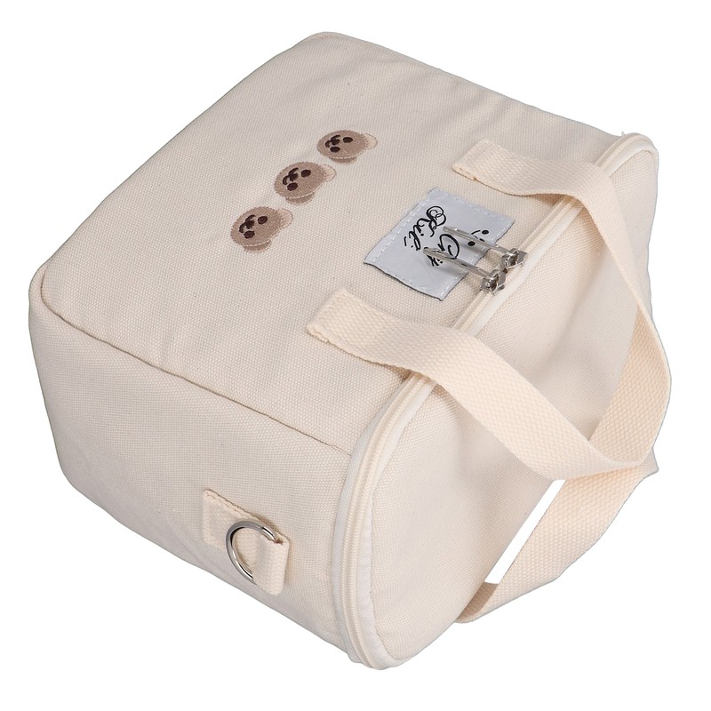 Insulated Lunch Bag Embroidered Bear Waterproof Leakproof Adjustable Straps Lunch