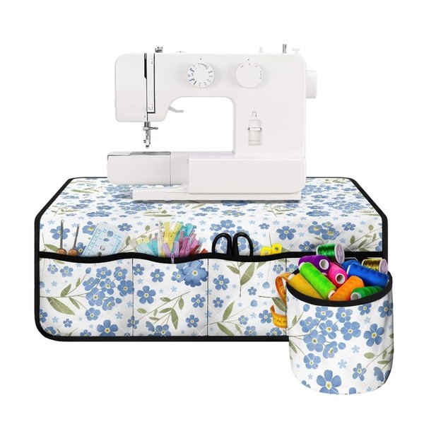 Hresuewn Floral Sewing Machine Mat with Small Pockets Reduce Noise