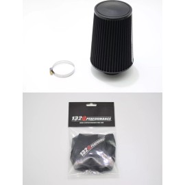1320 Performance 2.5 inch Universal air filter & pre filter reusable Tall Black