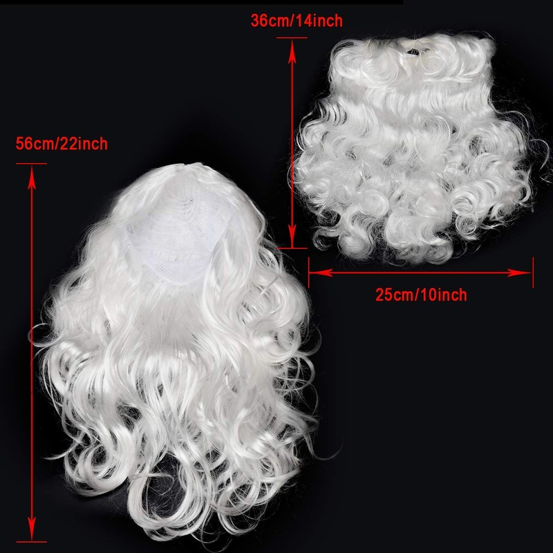 CoiTek Santa Beard and Wig Set, White Santa Claus Wig