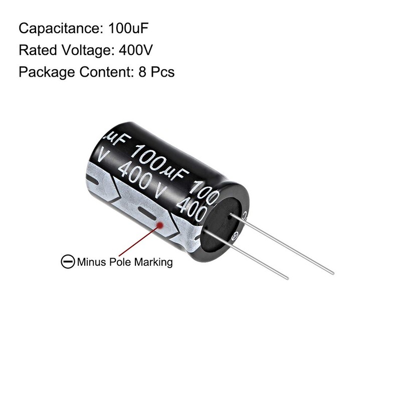 uxcell 100uF 400V Capacitor, Aluminum Electrolytic Capacitors 105C High Temp