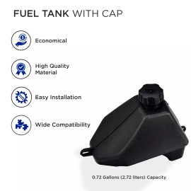 MSP Black Plastic Fuel Tank for 50cc, 70cc, 90cc, & 110cc ATVs, 4-Wheeler Bike Parts